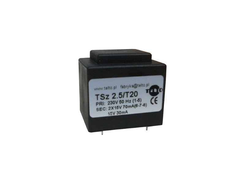 Transformator TSz   2.5/T20 230V/2x15V 70mA, 15V 30mA