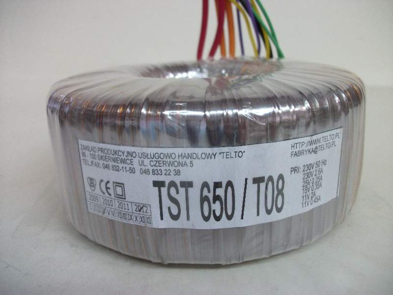 Transformator toroidalny sieciowy TST  650/T008 230/230V 2.6A, 2