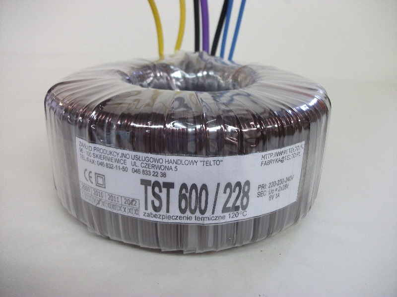 Transformator toroidalny sieciowy TST  600/228 (Uo=2x28V,8V 1A)