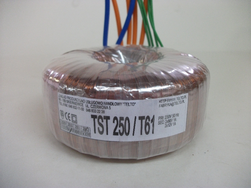 Transformator toroidalny sieciowy TST  250/T061 230/2x90V 1A, 2x