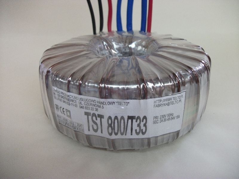Transformator toroidalny sieciowy TST  800/T033 230/24-36-48-54V