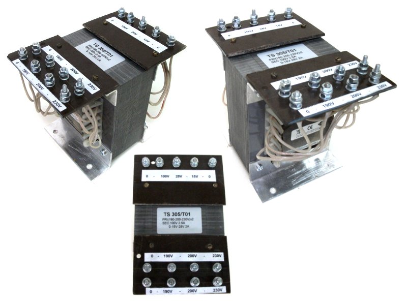 Transformator TS  300/T19 0-190-200-230/0-100V 2.5A, 0-15-28V 2A
