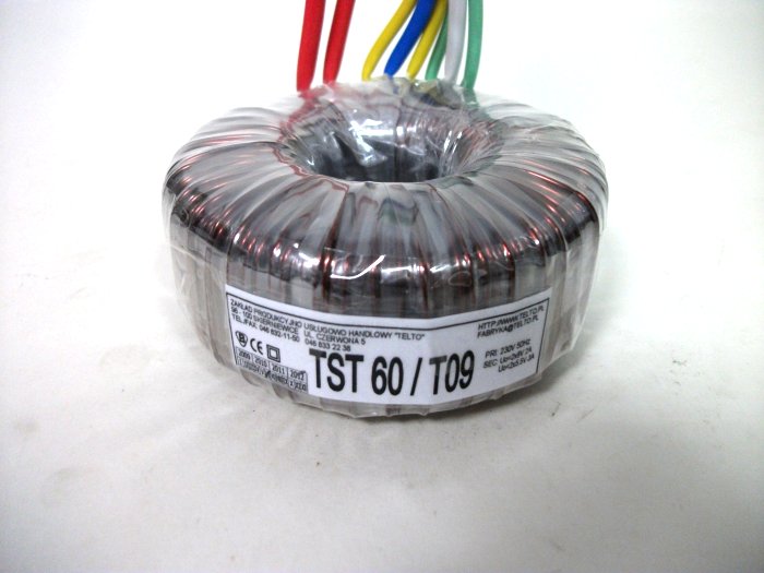 Transformator toroidalny sieciowy TST   60/T009 230/2x8V 2A,2x5.