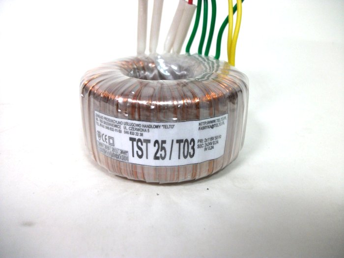 Transformator toroidalny sieciowy TST   25/T03 2x115/2x24V 0.2A,