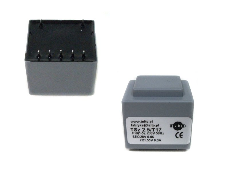 Transformator TSz   2.5/T17 230/28V 0.06A, 2x1.55V 0.3A