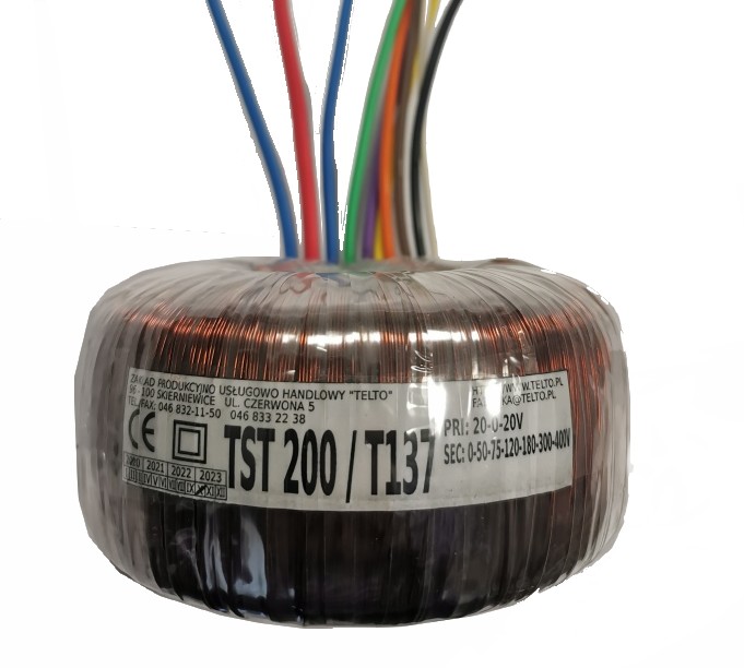 Transformator toroidalny sieciowy TST  200/T137 20-0-20 V
